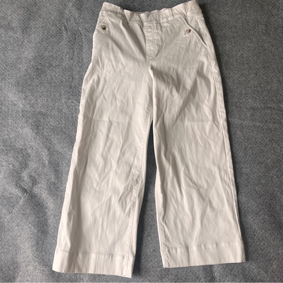 SPANX 20312R Stretch Twill Cropped Wide Leg White Khaki pull on Pants medium - Picture 2 of 7